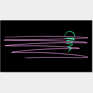 90s Minimal Sunset Posters and Art